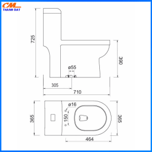 Bàn cầu một khối Sanfi S304 3 1 Khoi 1.2