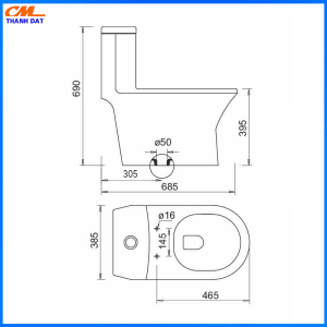 Bàn cầu một khối Sanfi S303 2 1 Khoi 2.2
