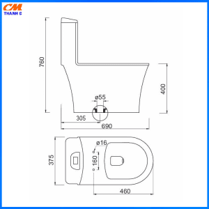 Bàn cầu một khối Sanfi S302 2 1 Khoi 3.2