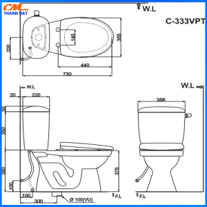Bồn cầu Inax 2 khối C-108VA 2 2 Khoi 1.2