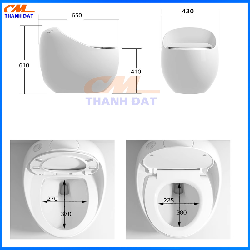 Bồn Cầu Trứng Liền Khối Công Nghệ Xả Xoáy CMC-8001 10 B1.11