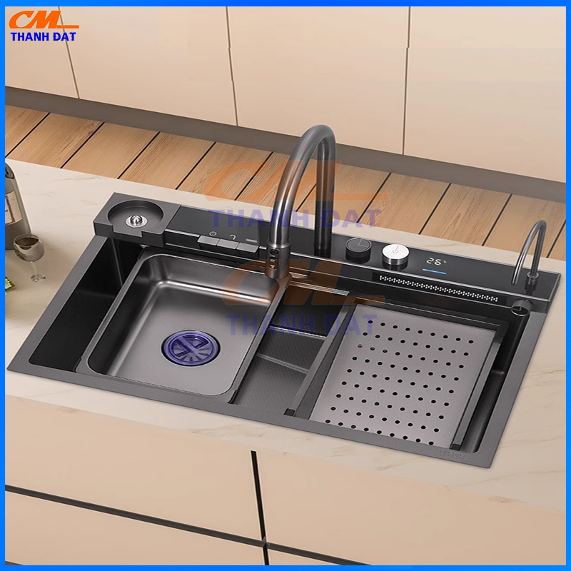Chậu Rửa Bát 1 Hố 3 Nút Bấm Phím Đàn Inox 304, Thác Rửa Tiện Lợi 15 Kích thước chậu rửa bát 1 hố