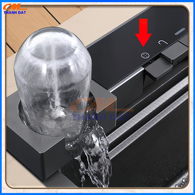 Chậu Rửa Bát 1 Hố 3 Nút Bấm Phím Đàn Inox 304, Thác Rửa Tiện Lợi 23 C3.8