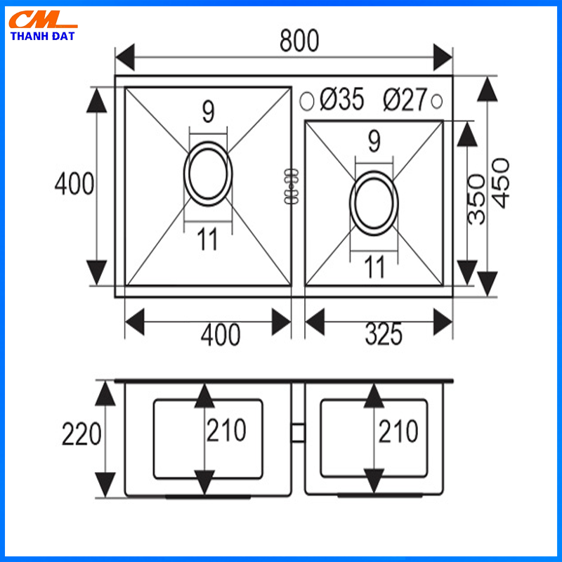 Chậu 2 Hố 1.3.1 Chau 2 Ho 1.3.1