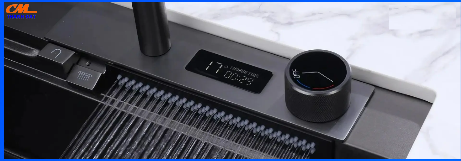 Chậu Rửa Bát Thông Minh 5 Nút Phím Đàn, Hiển Thị Thời Gian Nhiệt Độ, Đa Tính Năng Sử Dụng 24 Chế độ