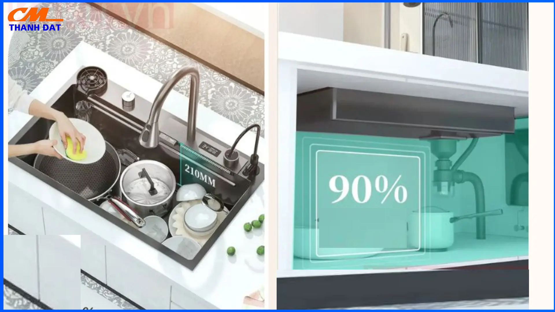 Chậu Rửa Bát Thông Minh 5 Nút Phím Đàn, Hiển Thị Thời Gian Nhiệt Độ, Đa Tính Năng Sử Dụng 17 Chau 2.3 1