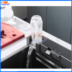 Chậu Rửa Bát 1 Hố 3 Nút Bấm Phím Đàn Inox 304, Thác Rửa Tiện Lợi 3 Chau 3 Nut 3