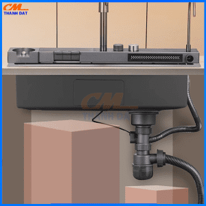 Chậu Rửa Bát 1 Hố 3 Nút Bấm Phím Đàn Inox 304, Thác Rửa Tiện Lợi 9 Chau 3 Nut 9