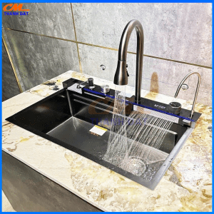 Chậu Rửa Bát Thông Minh 5 Nút Phím Đàn, Hiển Thị Thời Gian Nhiệt Độ, Đa Tính Năng Sử Dụng 10 Chau 5 Nut 10