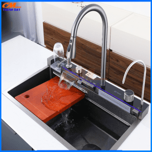 Chậu Rửa Bát Thông Minh 5 Nút Phím Đàn, Hiển Thị Thời Gian Nhiệt Độ, Đa Tính Năng Sử Dụng 3 Chau 5 Nut 3