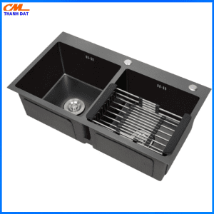 Chậu Rửa chén 2 Hố Cân 82x45 INOX sơn tĩnh điện NANO chống trầy cao cấp