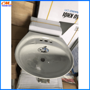 Chậu lavabo 3 lỗ giá rẻ Kích thước: 50D*43R*17C mm có kèm giá đỡ chậu 3 Chau Treo 2.3