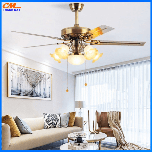 Quạt Trần Đèn 5 Cánh Thép Không Gỉ, Quạt Trần 6 Bóng CMP-8024