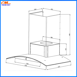 Máy hút khử mùi phím cơ cao cấp Sevilla SV3388A1. Kích thước 700 x 500 x (700-1000)mm (DxRxC) 2 Hut 1.2