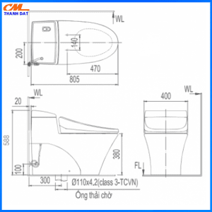 Bồn cầu 1 khối Inax AC-1008VRN 3 Inax4.3