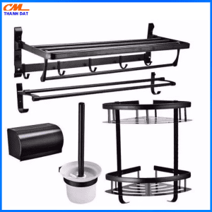 Combo phụ kiện nhà tắm chất liệu inox sơn tĩnh điện đen