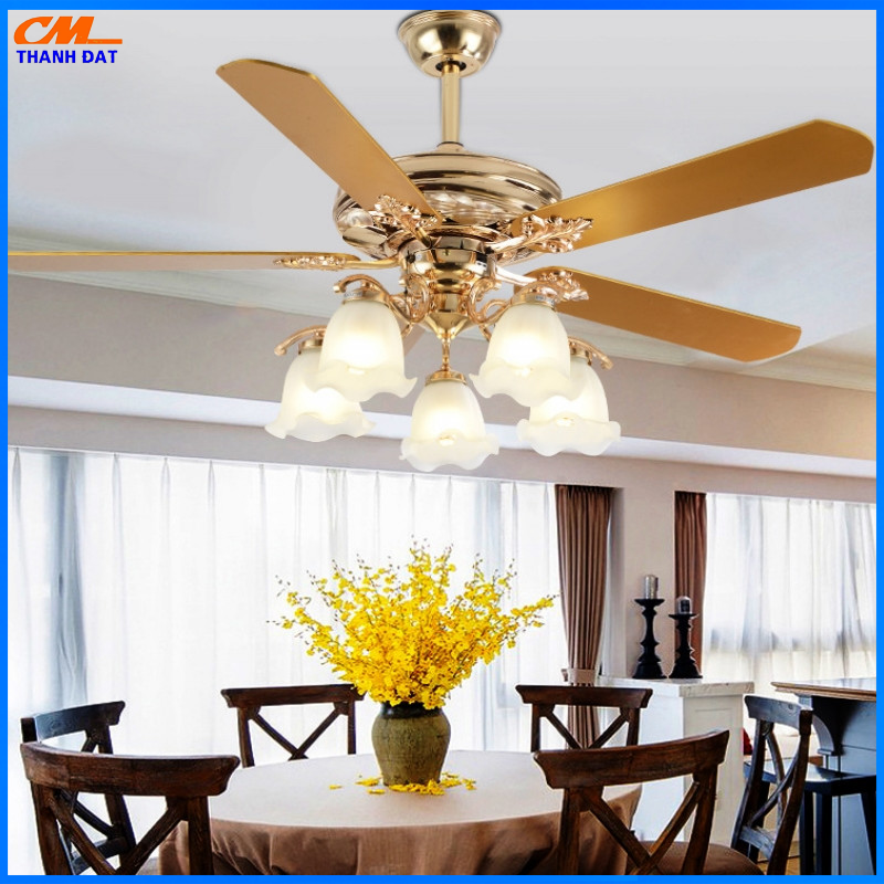 Quạt Trần Đèn Mạ Vàng