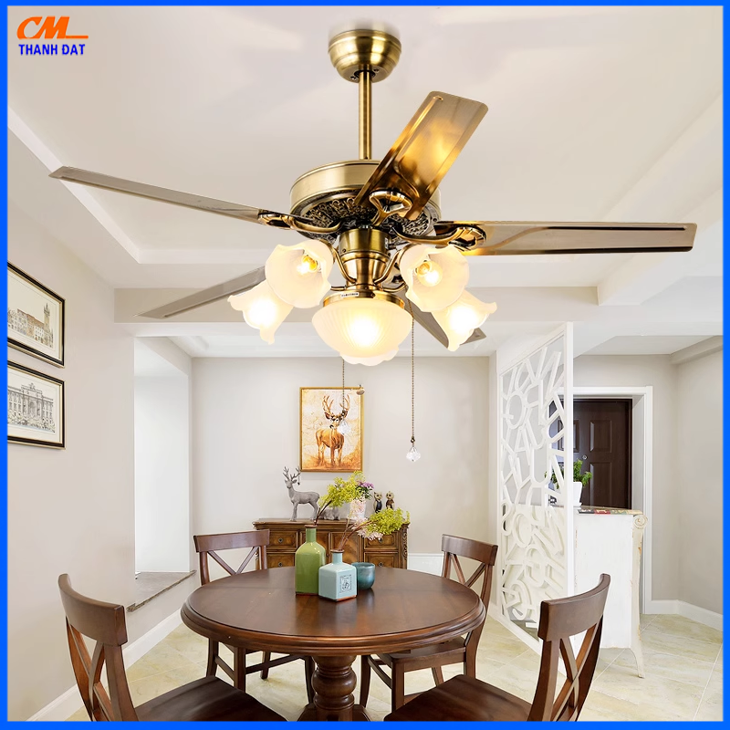 Quạt Trần Đèn 5 Cánh Thép Không Gỉ