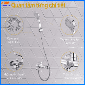 Vòi Hoa Sen Nóng Lạnh M01 3 Sen Voi 1.4