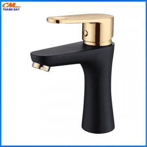 VÒI LAVABO NÓNG LẠNH CỔ THẤP SƠN TĨNH ĐEN CAO CẤP