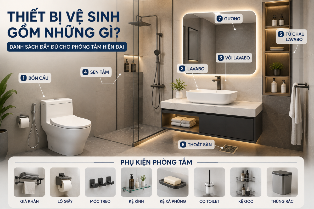 thiết bị vệ sinh bao gồm những gì